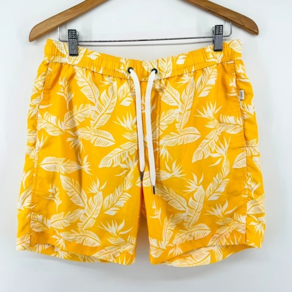 Onia Mens L Charles 7" Lined Swim Shorts Hawaiian Tropical Drawstring Pockets